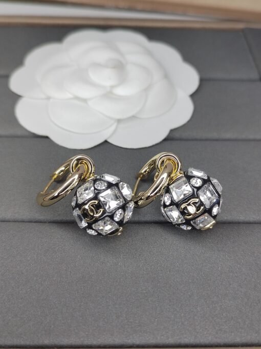 Anel new Chanel new double C diamond earrings 6Newuniform zp brass material - 图片 2