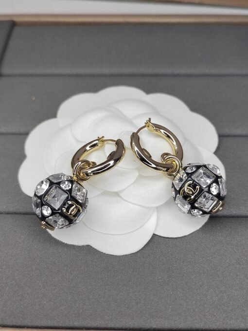 Anel new Chanel new double C diamond earrings 6Newuniform zp brass material - 图片 4