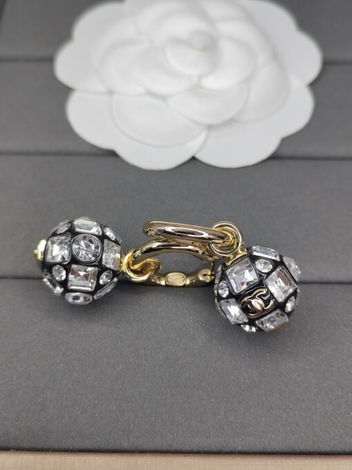 Anel new Chanel new double C diamond earrings 6Newuniform zp brass material - 图片 3