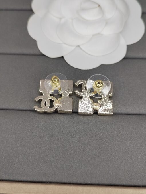 Anel new Chanel new double C diamond stud earrings 5uniform zp brass material - 图片 3