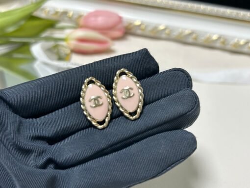 Chanel new pink enamel diamond earrings - Image 4