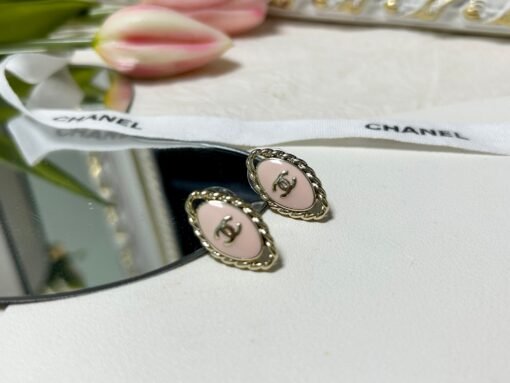 Chanel new pink enamel diamond earrings - Image 2
