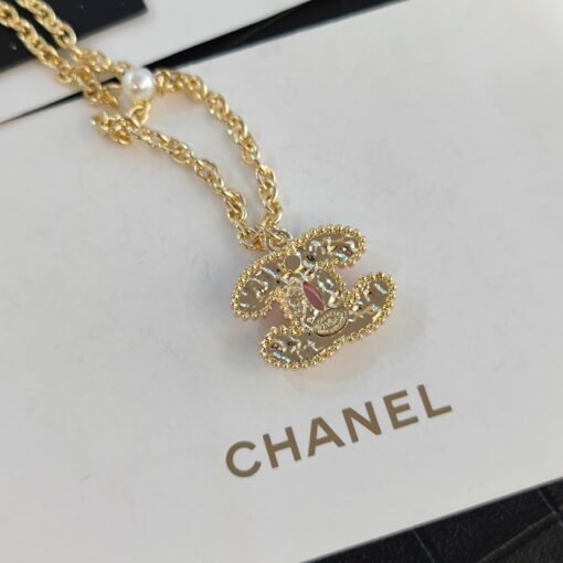 ANE Chanel new 24P pink gold edge resin acrylic necklace - Image 6