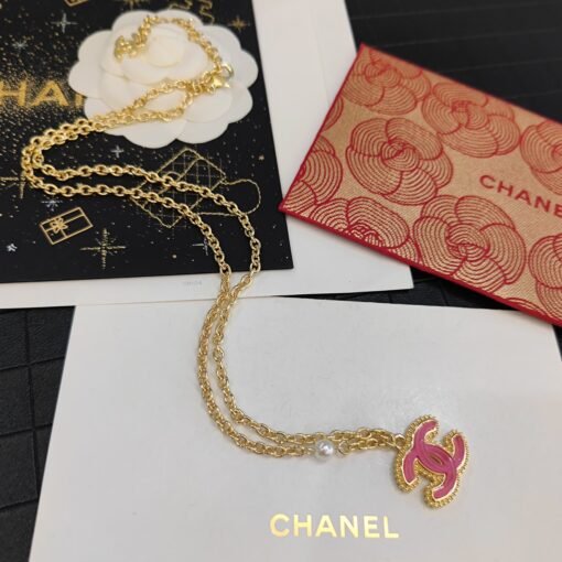 ANE Chanel new 24P pink gold edge resin acrylic necklace - Image 3