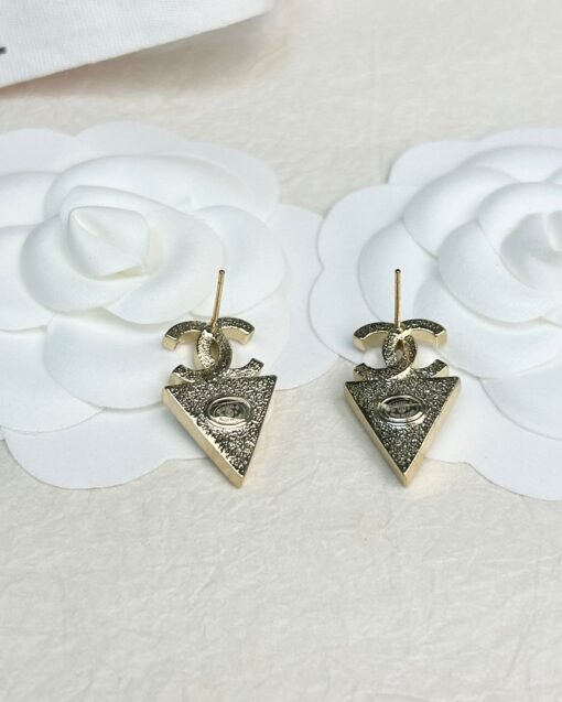 CHANE Chanel Double C Triangular Diamond Earrings - Image 6