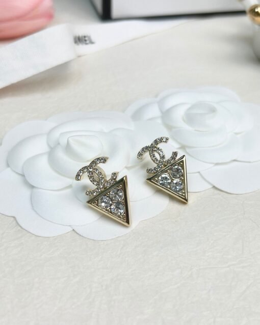 CHANE Chanel Double C Triangular Diamond Earrings - Image 5