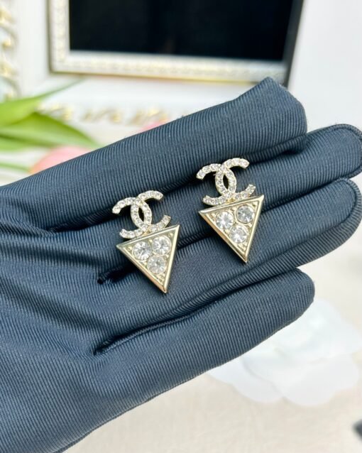 CHANE Chanel Double C Triangular Diamond Earrings - Image 3