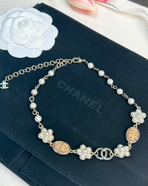 Chanel new oval amber orange petal double c necklace - Image 3