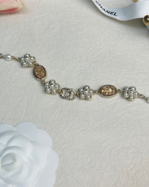 Chanel new oval amber orange petal double c necklace - Image 2