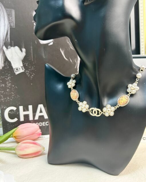 Chanel new oval amber orange petal double c necklace - Image 5