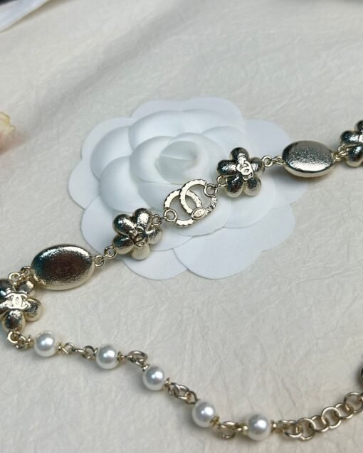 Chanel new oval amber orange petal double c necklace - Image 6