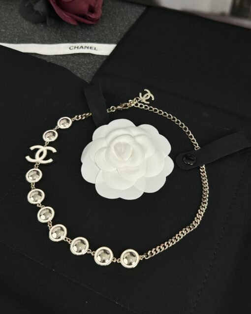 Chanel new style white oil-drop double c round glossy necklace