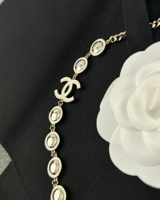 Chanel new style white oil-drop double c round glossy necklace - Image 5