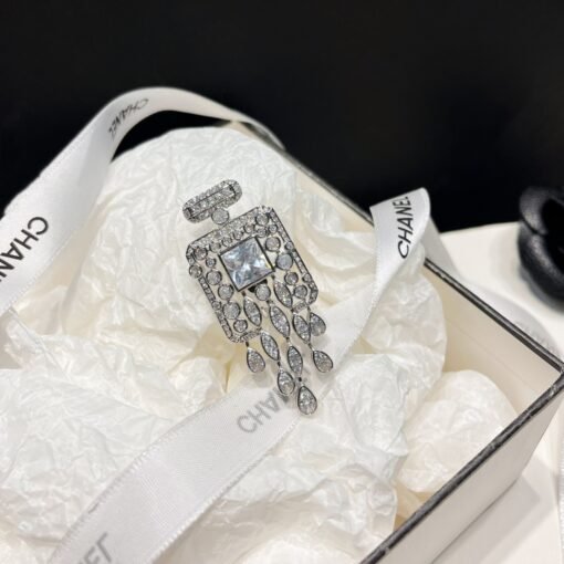 Double-layer white love diamond earrings - Image 7