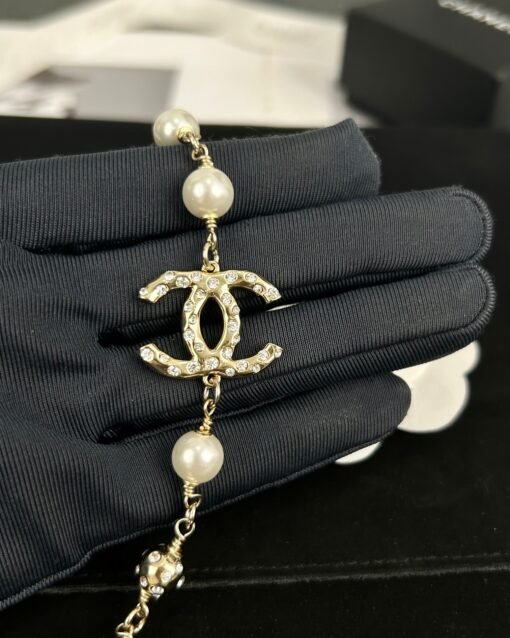 Chanel new style metal ball diamond-set double c pearl necklace - Image 8