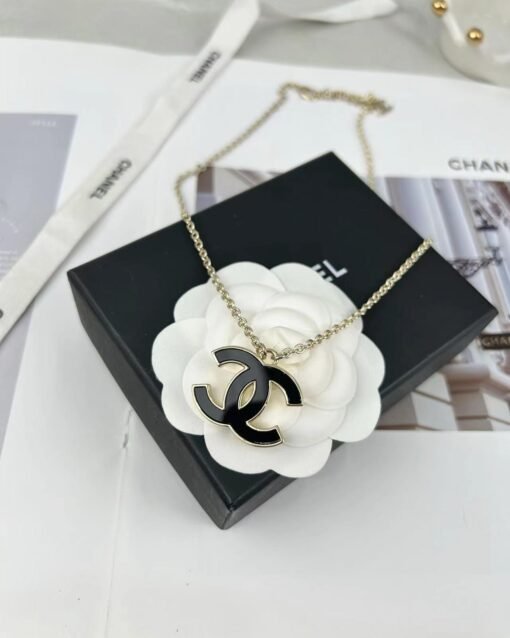 Chanel new black enamel double c necklace - Image 4
