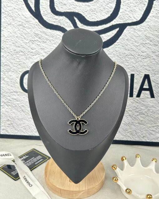 Chanel new black enamel double c necklace - Image 2
