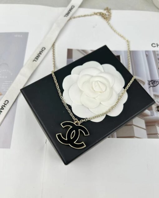 Chanel new black enamel double c necklace - Image 6