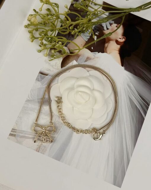 Chanel new style bow double c full diamond necklace - Image 7