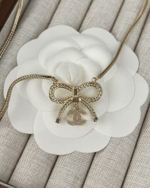 Chanel new style bow double c full diamond necklace - Image 9