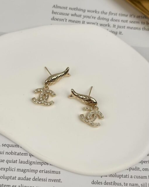 Chanel new style Ocean series European and American individual light luxury diamond letters Small fish earrings - 图片 7