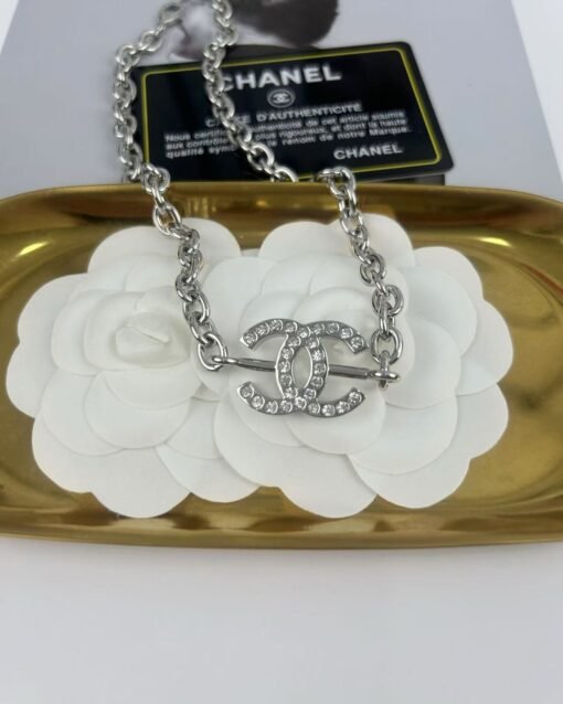 Chanel new style silver full diamond double c chain adjustable necklace - Image 12