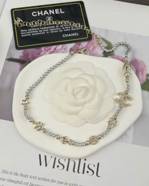 Chanel early spring new style Ocean series Multi-element accessories Star anchor Small fish Four-leaf clover Rhinestone double C necklace - Image 4