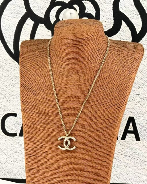 Chanel new light gold classic double c pendant necklace