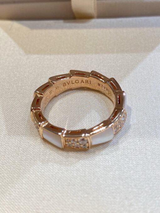 Bulgari snake bone white shell ring wide version - 图片 9