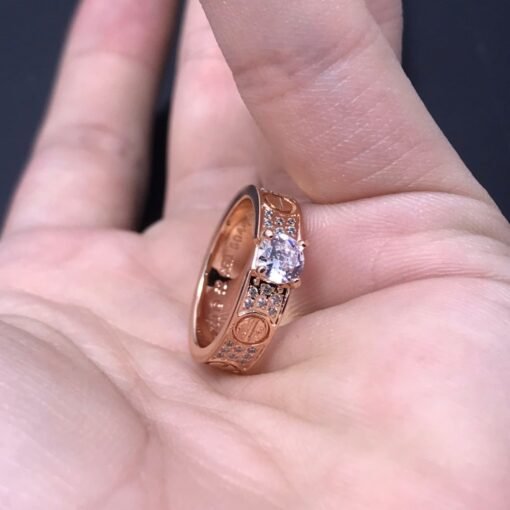 Cartier Ring New Main Diamond Gypsophila Couple Ring Rose Gold White Gold - 图片 3