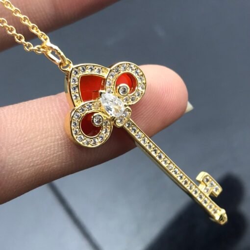 Tiffany Necklace New Carnelian Full Diamond Key Necklace - 图片 3