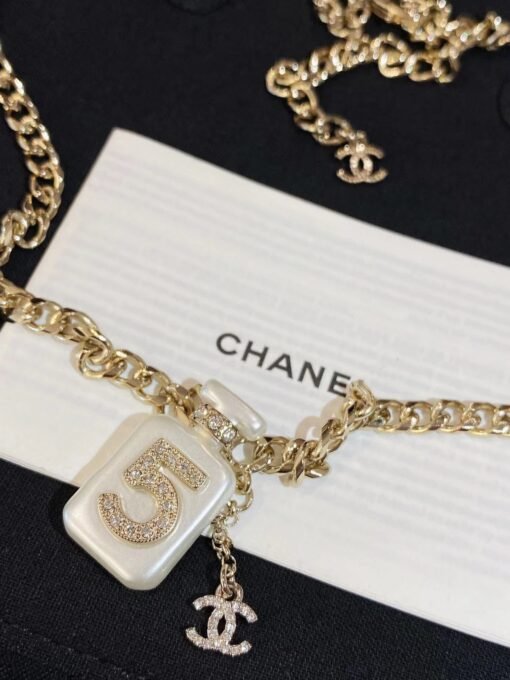 Chanel  Crystal No. 5 Perfume Bottle Tassel Double C Necklace】 - Image 4