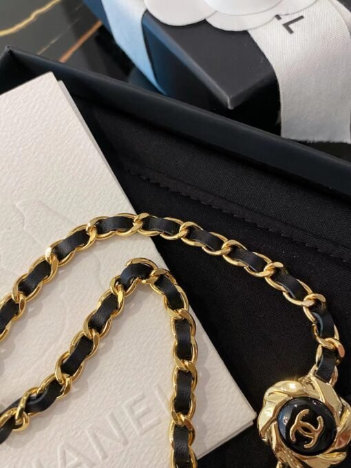 Chanel  Camellia Seal Wearing Leather Necklace】 - Image 3