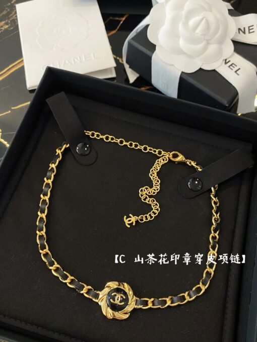 Chanel  Camellia Seal Wearing Leather Necklace】 - Image 2