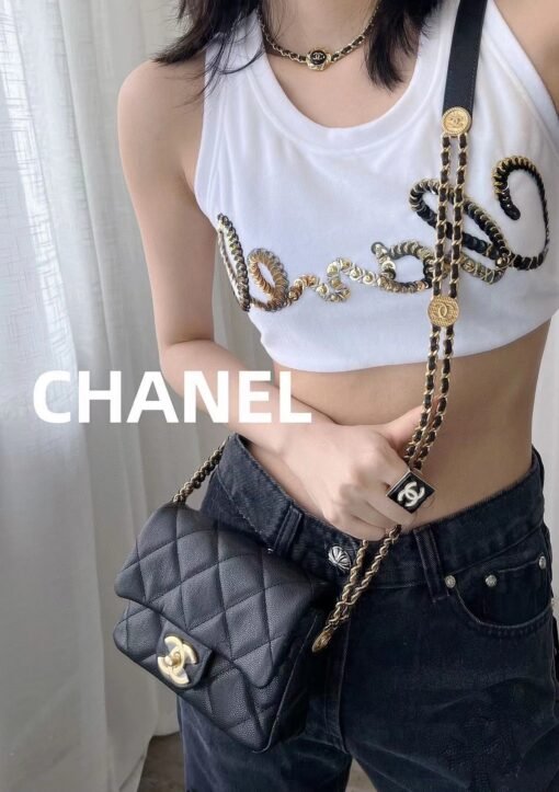 Chanel  Camellia Seal Wearing Leather Necklace】 - Image 5