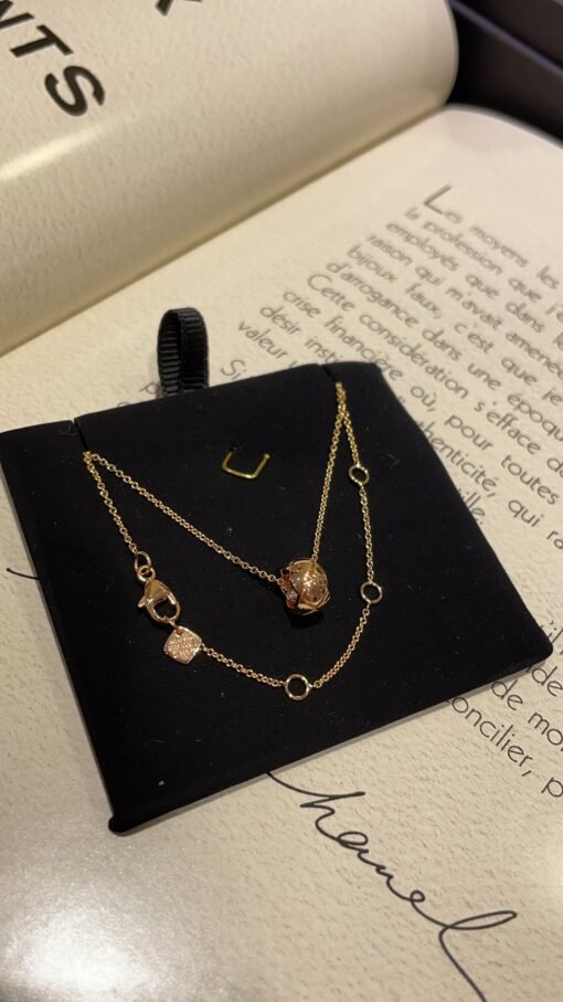 gh-end jewelry series
New rose gold coco crush diamond pattern round gold bean necklace - Image 5