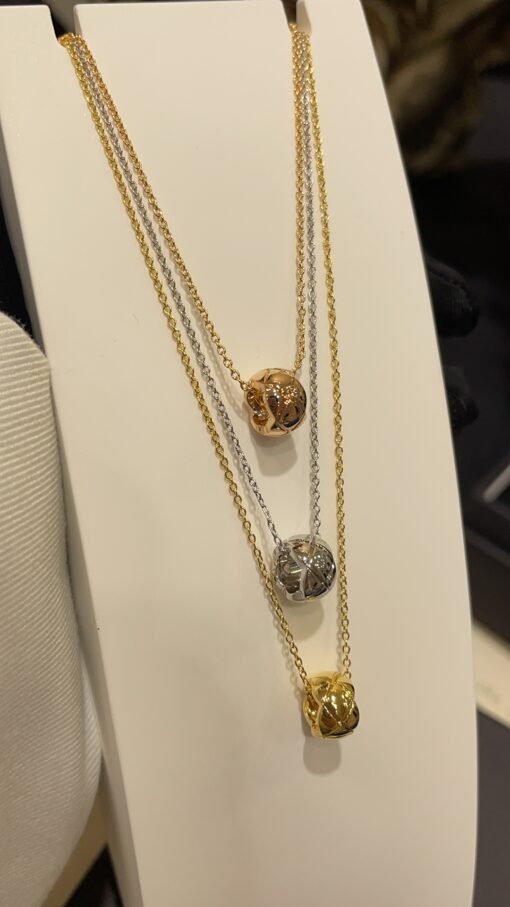 gh-end jewelry series
New rose gold coco crush diamond pattern round gold bean necklace - Image 9