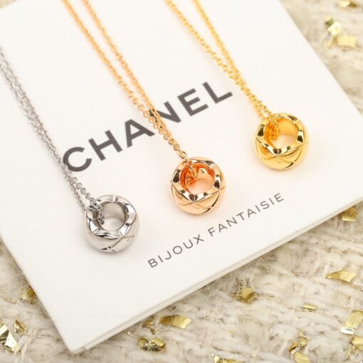 New rose gold coco crush diamond pattern round gold bean necklace - Image 3