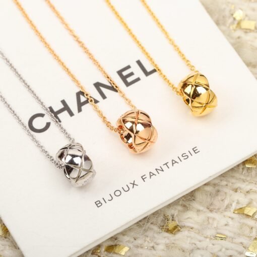 New rose gold coco crush diamond pattern round gold bean necklace - Image 2