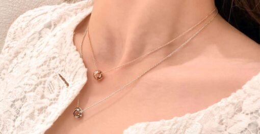 New rose gold coco crush diamond pattern round gold bean necklace - Image 7
