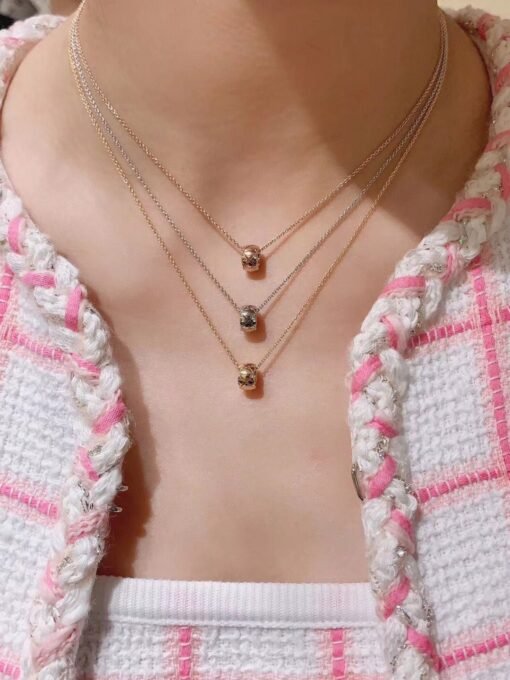 New rose gold coco crush diamond pattern round gold bean necklace - Image 6