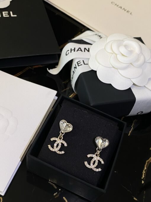 Chanel  Double Water Drop Love Gold and Silver Color Bundle Double C Earrings, - Image 3