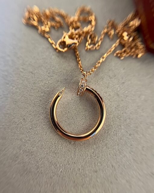 Cartier head and tail diamond nail necklace rose gold - 图片 5