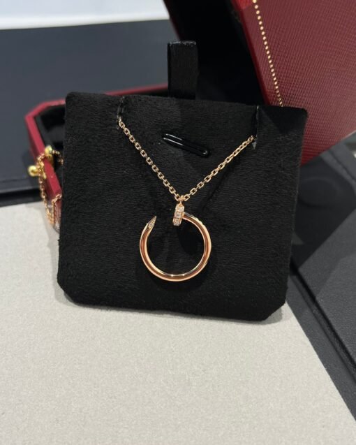 Cartier head and tail diamond nail necklace rose gold - 图片 2