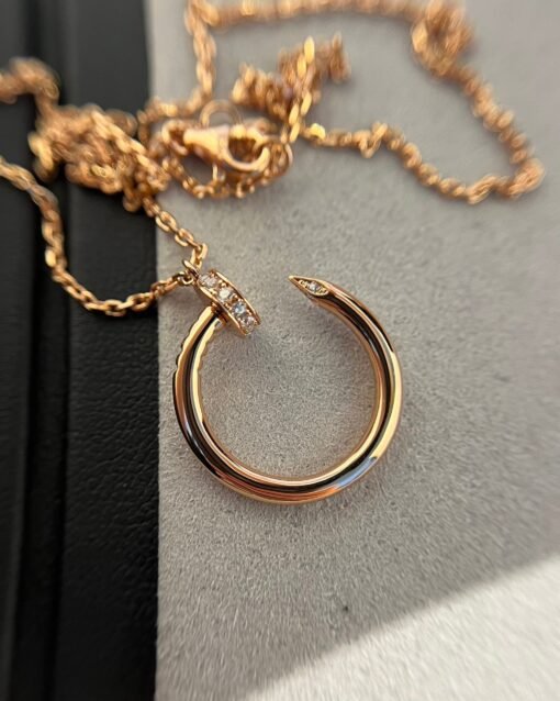 Cartier head and tail diamond nail necklace rose gold - 图片 7