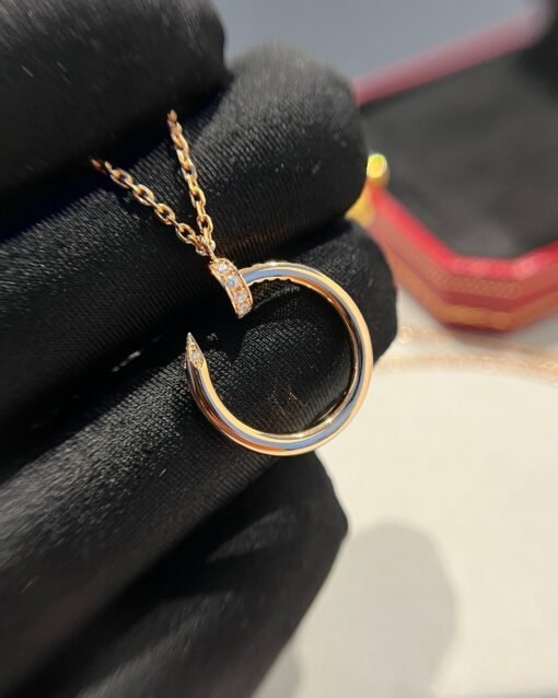 Cartier head and tail diamond nail necklace rose gold - 图片 6