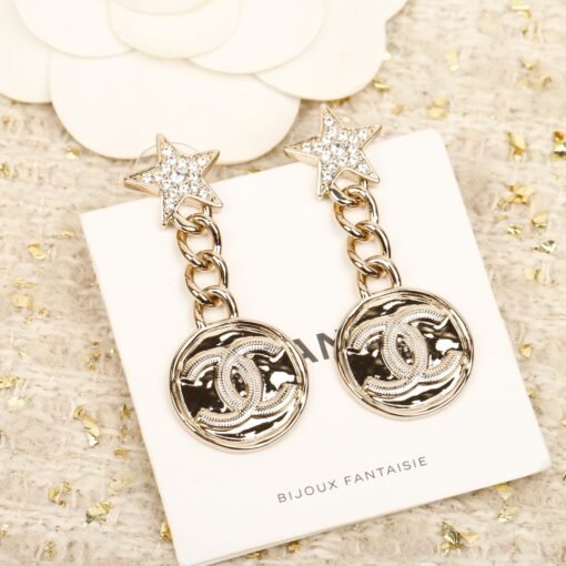 [Chanel 23B Five-pointed Star Double C Earrings] - Image 3
