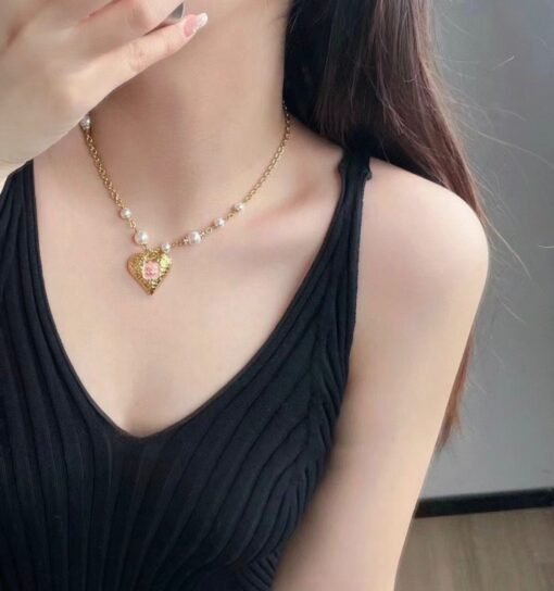 5 Lava Love
 23K new retro pink gold lava love double C pearl necklace - Image 6