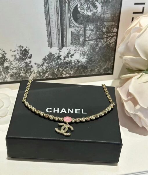 Chanel twisted pink crystal necklace - 图片 2