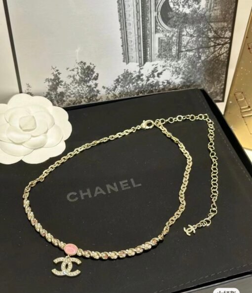 Chanel twisted pink crystal necklace - 图片 3